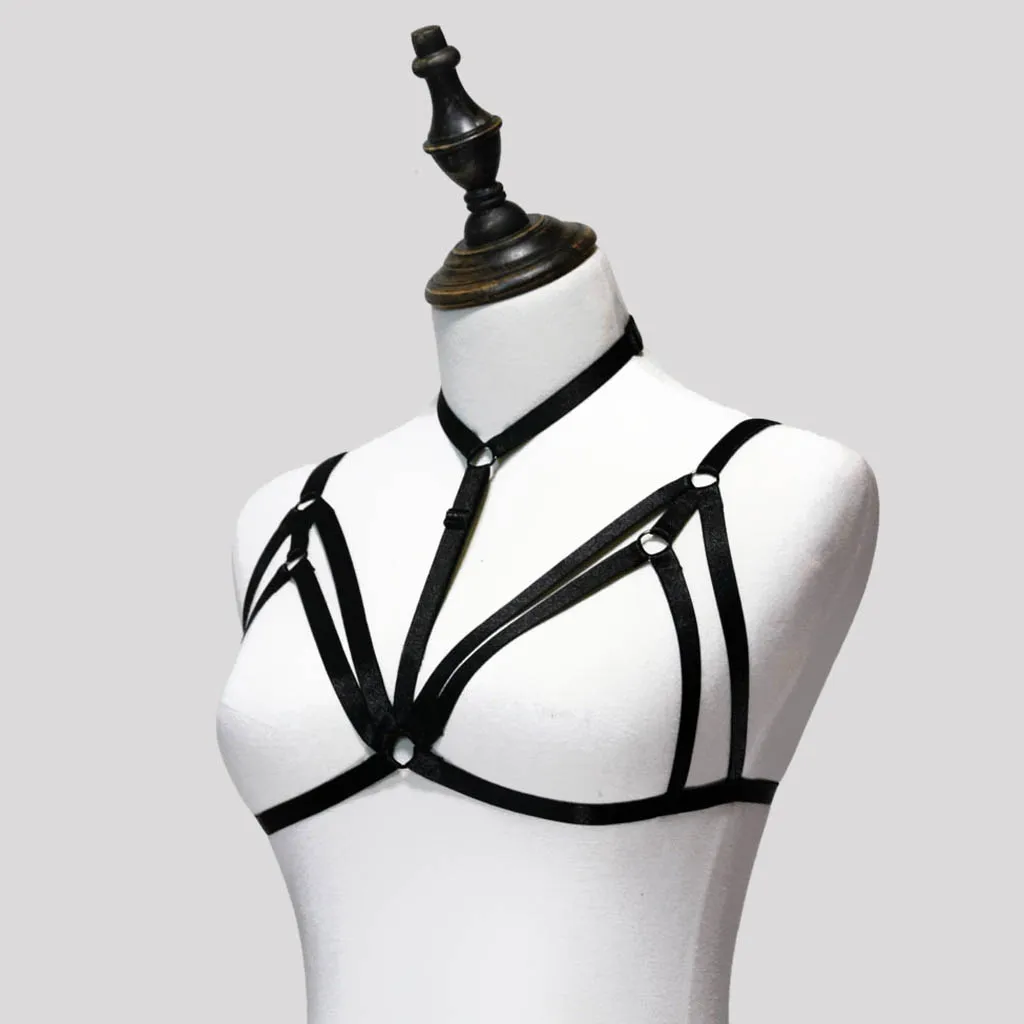 

2 Pieces Elastic Bra Harness Body Harness Lingerie Pack Black Women's Chest Harness Elastic Stretch Band Sexy Wear