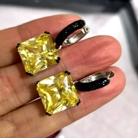 kqdance 925 sterling silver black zircon simulate citrine ruby emerald moissanite earrings with redbluegreen stones for women