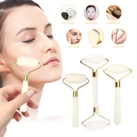 white jade roller facial massager roller real stone massage face lifting anti aging slimming and firming skin care beauty tools