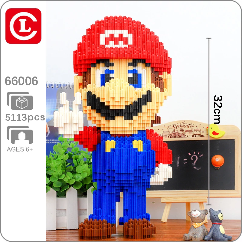 LC 66006 игра Супер Марио победный Красный Марио 3D модель DIY мини микро строительные блоки кирпичи игрушка для детей 32 см высота без коробки