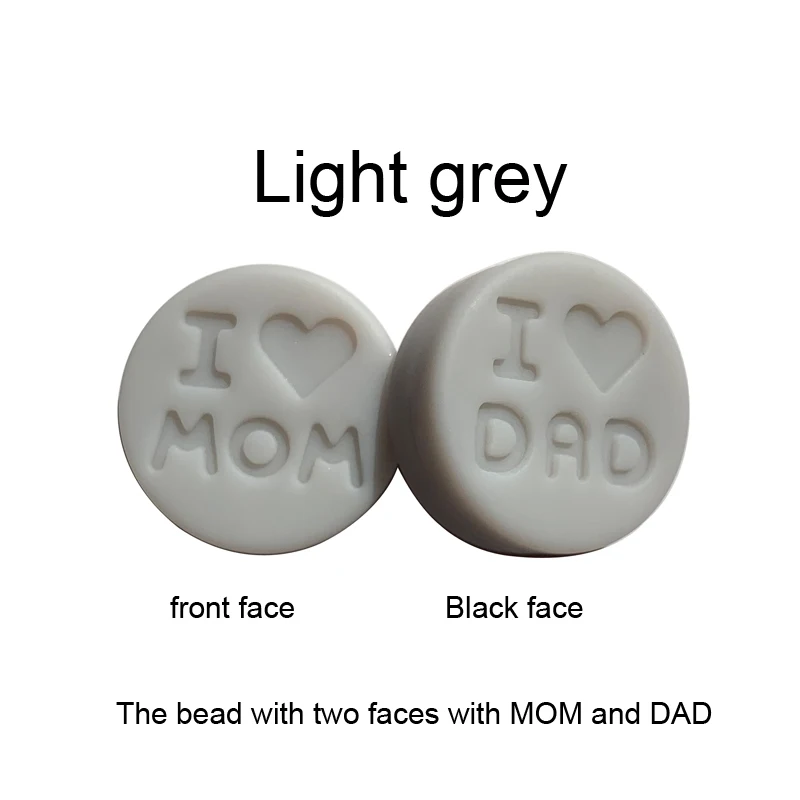 Light gray Новинка 100 шт я люблю маму Силиконовые Прорезыватели свободные бусины плоской круглой формы жевательные бусины для DIY соска для зубов Шарм Детские зубные кольца - Цвет: Light gray