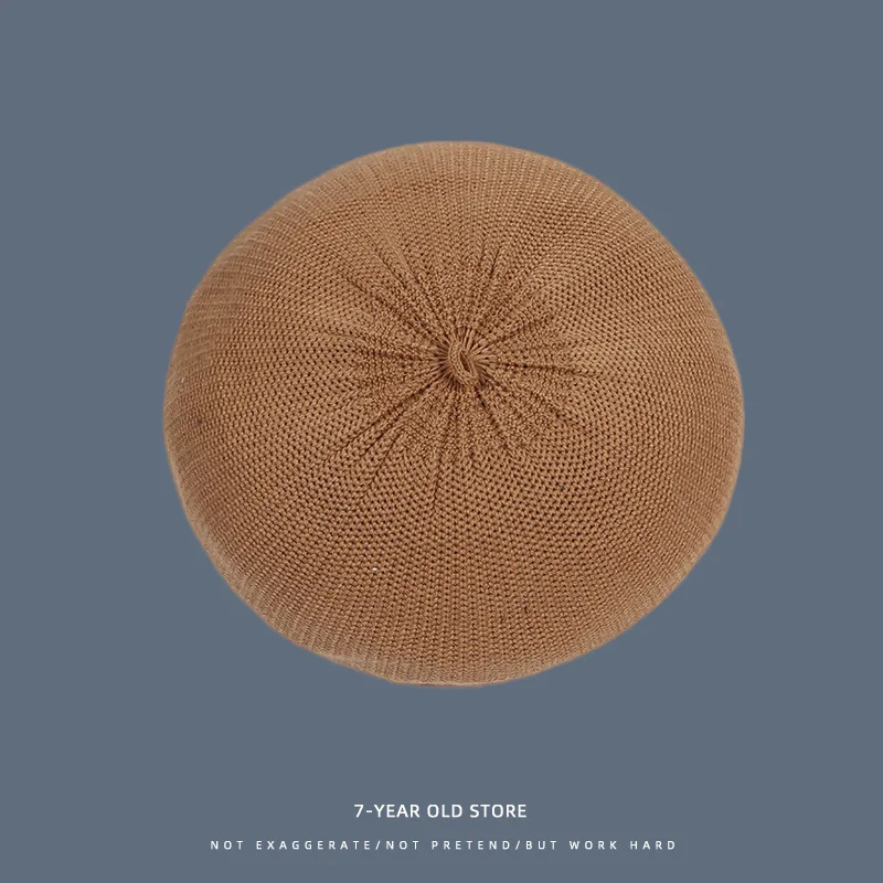 

Spring and Summer Breathable Thin Beret British Retro Knitted Painter Hat Tide Wild Pumpkin Hat Women Hats