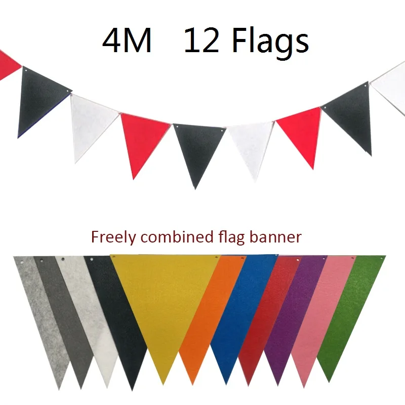 

4M 12 Flags 8M 18 Flags White Red Black Flags Felt Solemn Flag Gentle Flags Festival Pennants Party Flags Decoration Supplies
