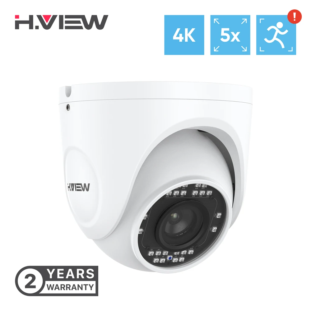 

H.View 8Mp 4K Ip Камера Poe 5X оптический зум Cctv дома Камера s H.265 купол аудио видео наблюдения для Nvr Системы Onvif