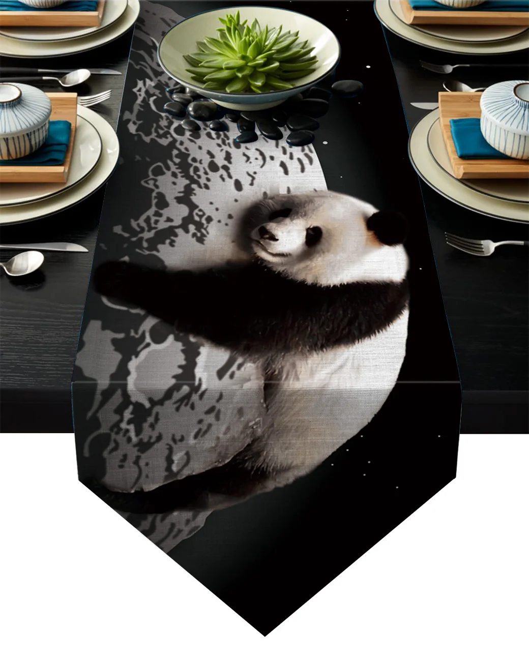 Moon Night Sky Panda Table Runner Flag Home Party Decorative Tablecloth Runners | Дом и сад
