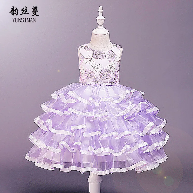 2019 г. Новое праздничное платье для девочек детское бальное с вышивкой в виде