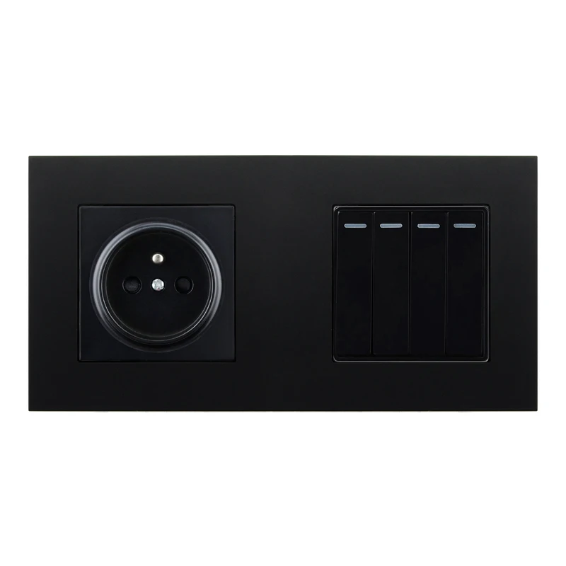 

Avoir 1 2 3 4 Gang Lamp Light button Switch Socket Power Electrical Outlet FR Standard Plug Wall Socket