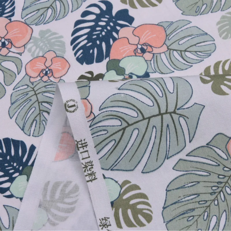 Ткань из хлопка с принтом зеленых листьев ткань для пэчворка шитья стеганая