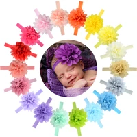 1 pcs new girl chiffon flower headband newborn elastic hair band children fresh style solid color hairband headwear accessories