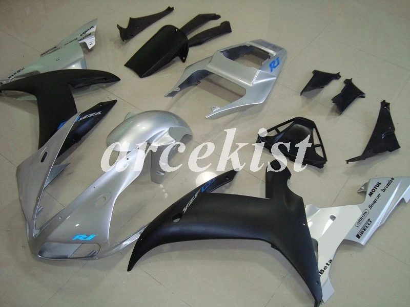 

4 подарка Новый ABS мотоцикл велосипед обтекатель набор подходит для Yamaha Yzf R1 2002 2003 YZF1000 R1 02 03 обтекатели комплект на заказ серебряный черный ко...