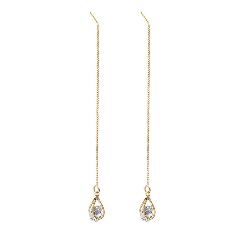 Горячий продукт простой стиль циркон в виде капли воды серьги золото серебро