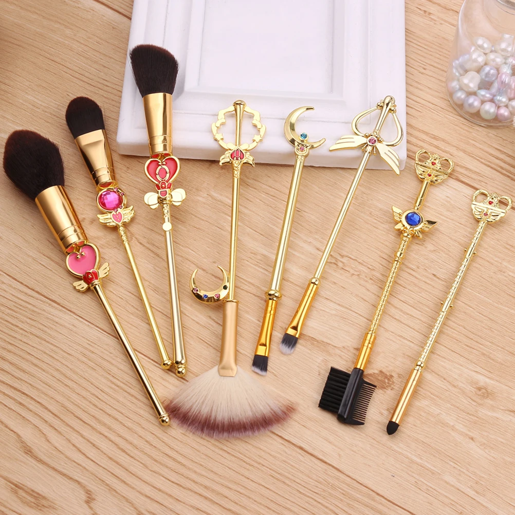 8Pc Anime Sailor Moon Make-Up Pinsel Set Kosmetik Gesicht Foundation Pulver Lidschatten Erröten Lip Make-Up Pinsel Kit Maquiagem mit tasche