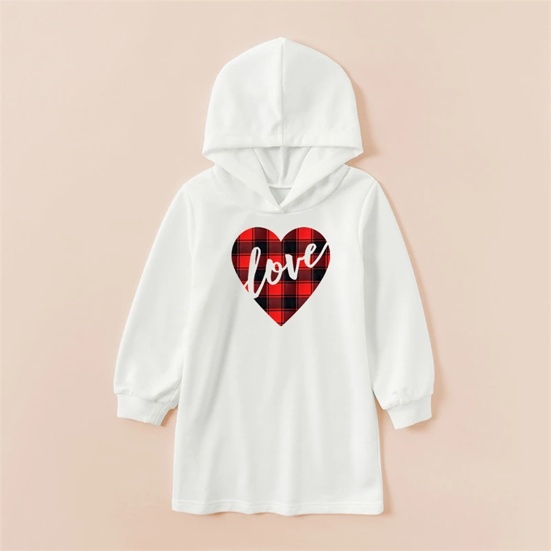 2022 Love Sweaters Autumn Mother Daughter Matching Dresses Family Set Mom Baby Mommy and Me Clothes Women Girls Hoodies Dress | Мать и