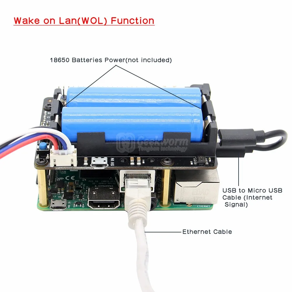 Raspberry Pi 3 Model B + X725 UPS шляпа Алюминий чехол Комплект (18650 Мощность Макс 5 1 V 8A Выход