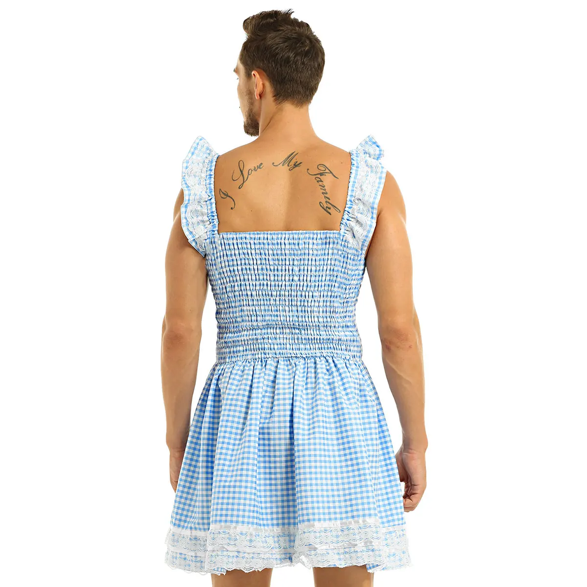 Платье для геев Мужское эротическое кружевное нижнее белье взрослых с оборками