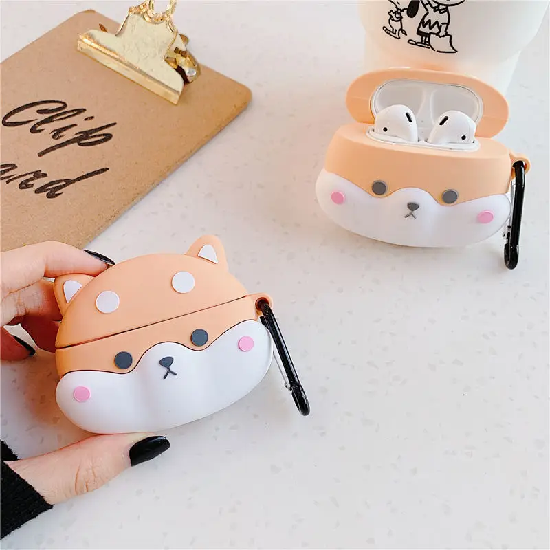 Чехол для Airpods Pro 3D симпатичный мультяшный чехол с собакой Шиба-ину Apple 1 2 3