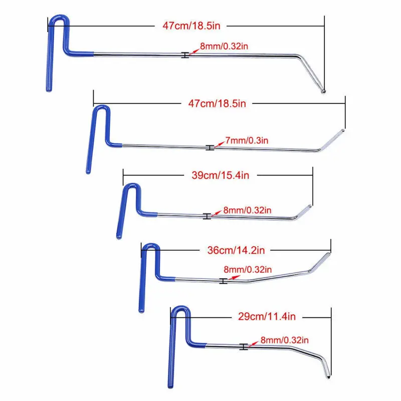 PDR крюк лом толкающие стержни инструменты для беспокрасочного ремонта вмятин