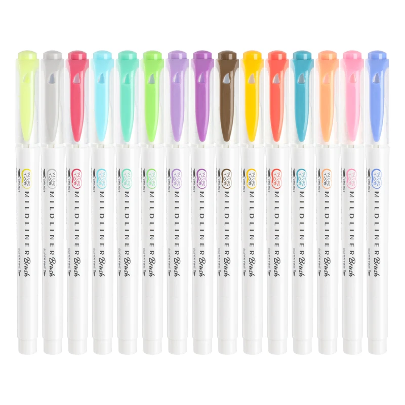 

Japan Zebra MildLiner New Brush Double-headed Highlighter WFT8 Soft Brush 25 Colors Optional