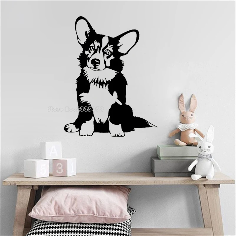 Lovely Corgi Silhouettes Vinyl Wall Decals Dog Pattern Wall Stickers For Baby Room Interior Stickers Cute Decor Wallpaper LL330