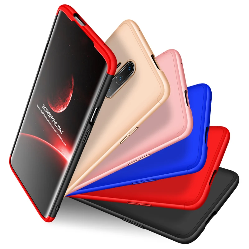 360 полная защита чехол для телефона Oneplus 7 T Pro Чехол 3 в 1 Жесткий PC матовая