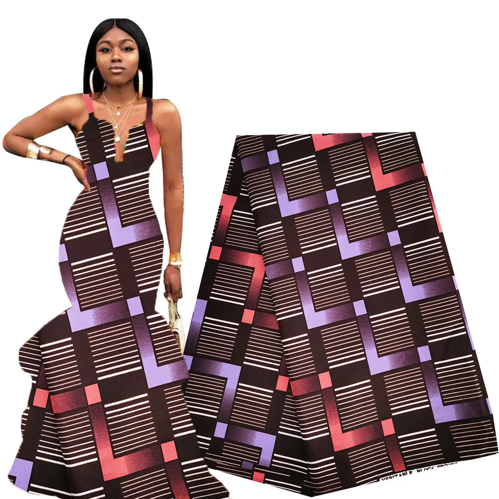 Новейшая африканская ткань воск 6 ярдов фиолетовая Анкары Африканский настоящий