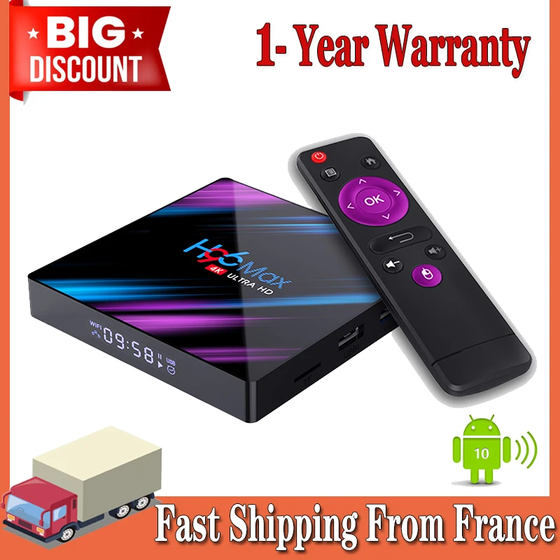 H96 max Rockchip RK3318 android smart tv box 2021 Youtube 4k iptv Франция 4 ГБ 32 64 10 0 ip set top box|ТВ-приставки и