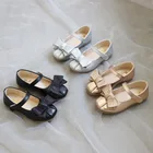 Кожаные туфли для девочек, Новинка весна-осень 2021, детская обувь с мягкой подошвой, туфли для маленьких принцесс с закрытым носком, обувь на плоской подошве