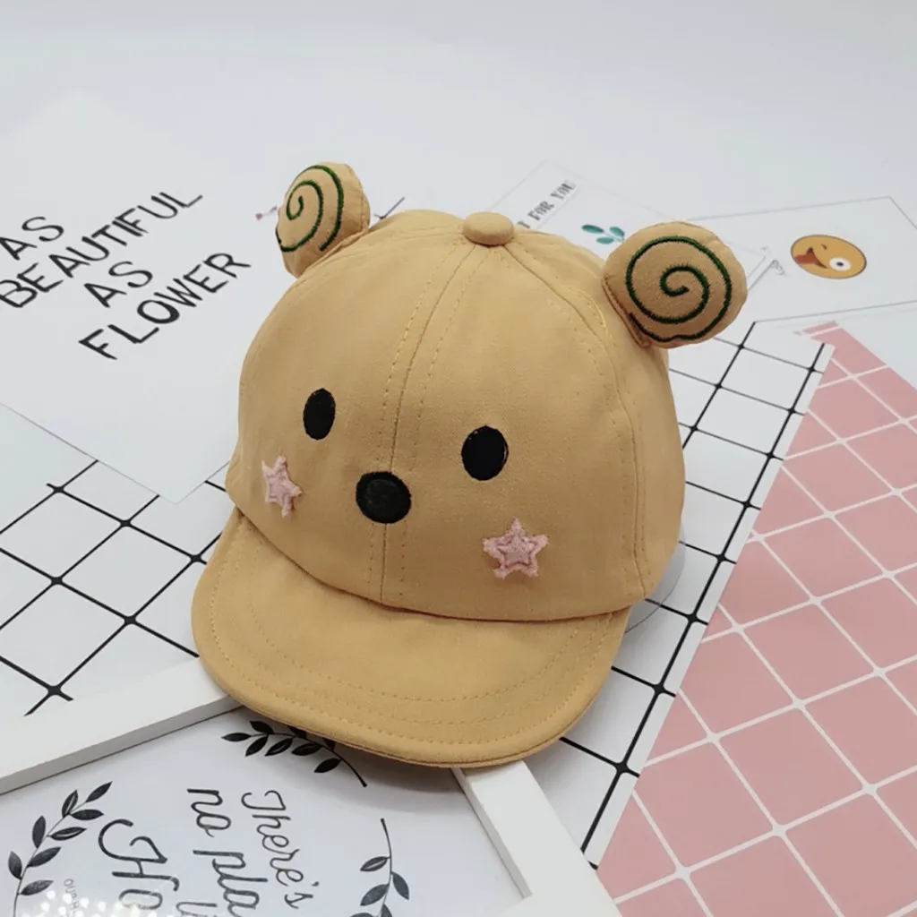 

New Cartoon Bear Ear Children Hat Spring Summer Baby Adjustable Baseball Cap Cotton Newbron Caps Soft Sunhat Baby Accessories