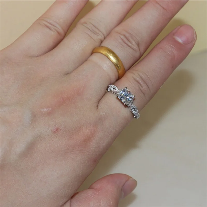 Романтическое антикварное женское кольцо AAAAA квадратное циркониевое Cz 925 Anillos