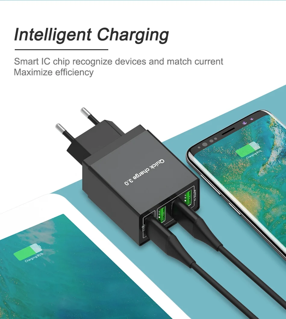 OREY 36 Вт Быстрая зарядка 3,0, 4 порта USB зарядное устройство для samsung Note 9 QC 3,0 настенное зарядное устройство адаптер для Xiaomi быстрое зарядное устройство
