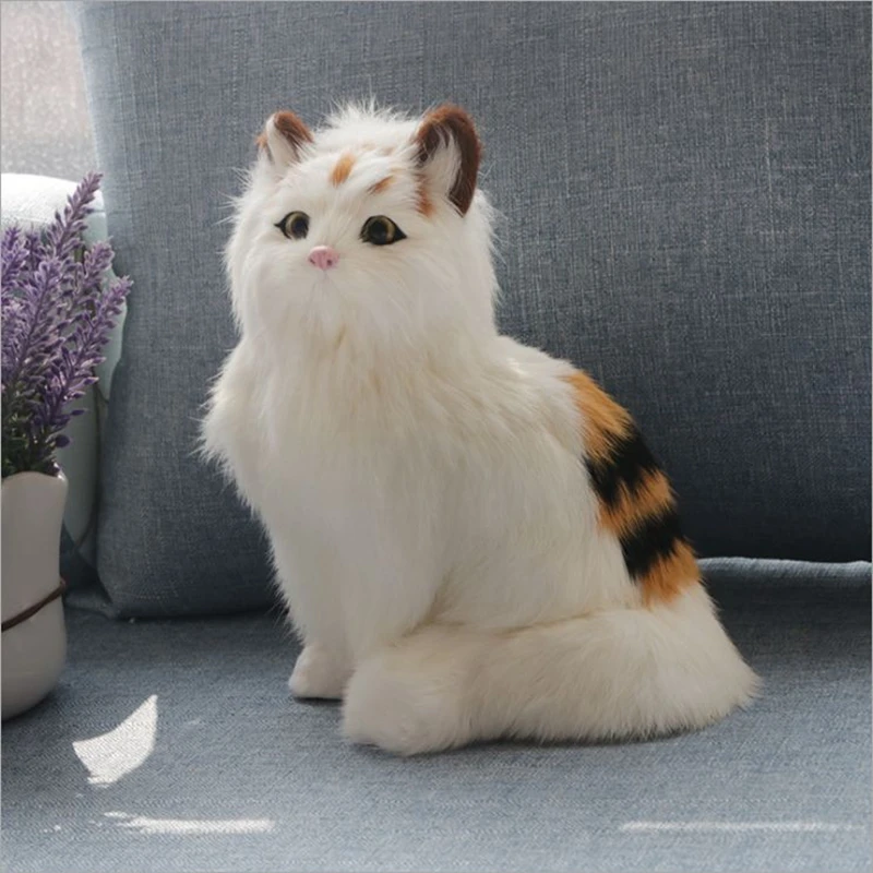 Моделирование кошка игрушка животных мини котенок МОДЕЛЬ мех ремесла украшения дома настольные украшения подарок 20x12 см DY80061
