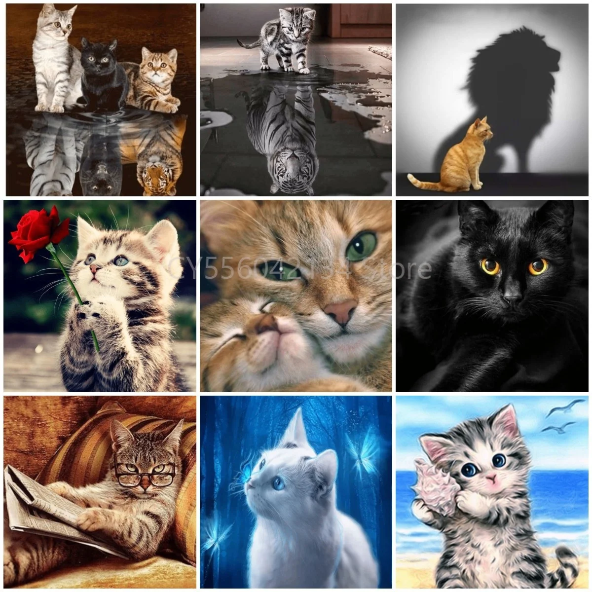 

Cat DIY 5d Diamond Painting Cat Handmade Diamond Embroidery Cross Stitch of Rhinestones Diamond Painting Kits