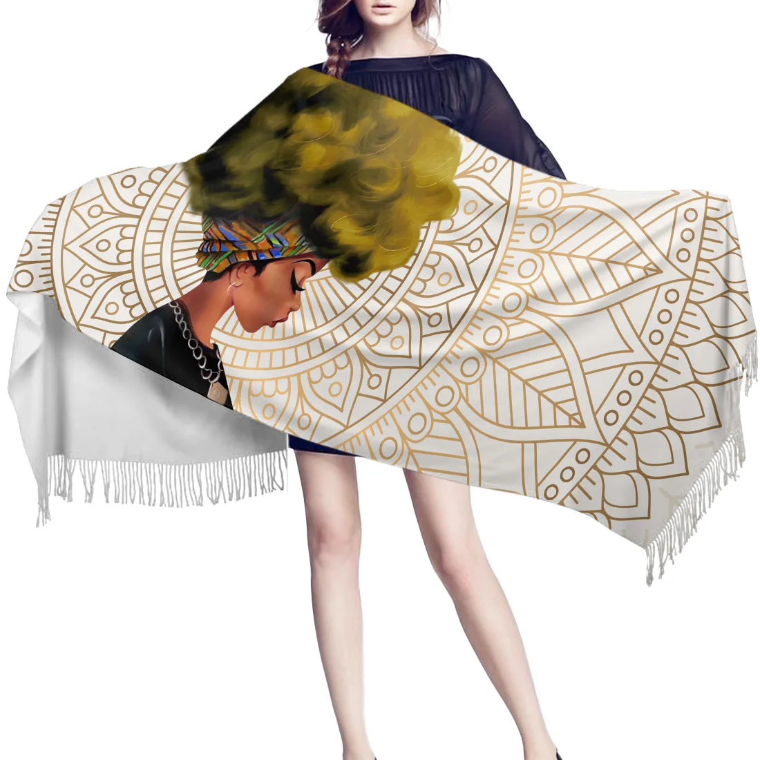 Мягкий кашемировый шарф в африканском стиле для женщин и мужчин желтые зимние