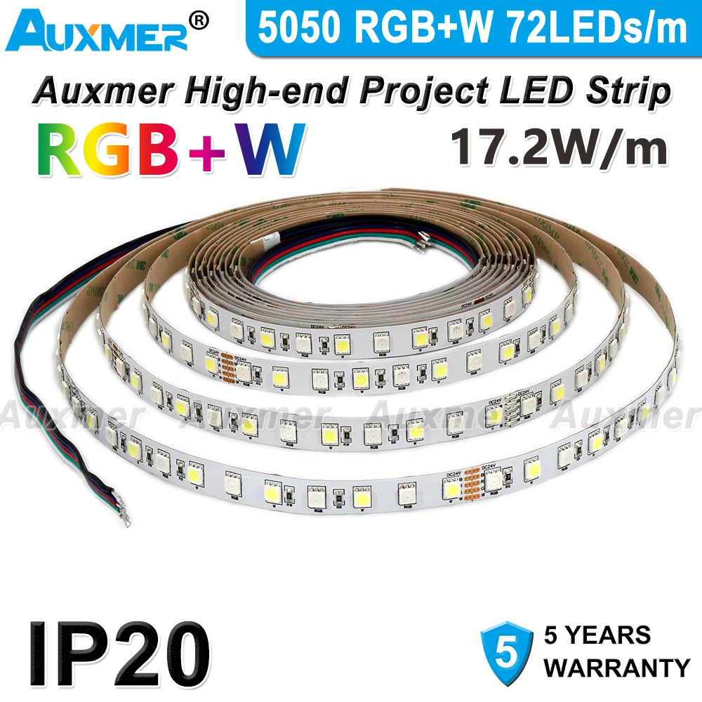 5050RGB + W Светодиодная лента 72 СВЕТОДИОДА/м RGBW IP20 DC24V 17 2 Вт/м 360 светодиодов/катушка
