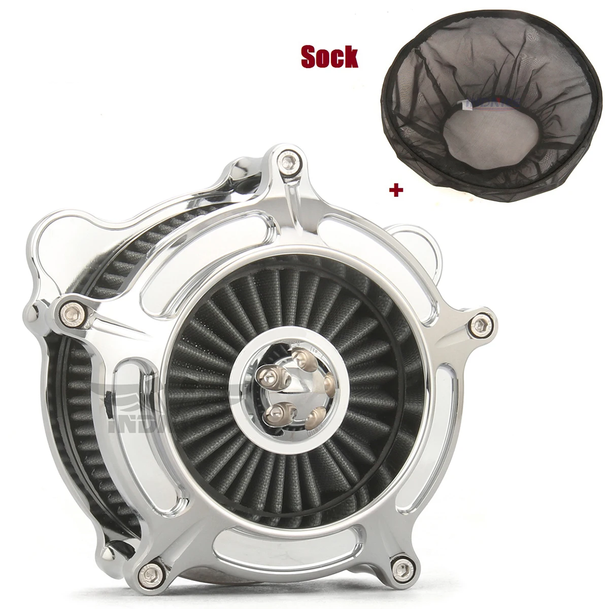 

Chrome Turbine Air Cleaner Gray Intake Filter Rain Socker Cover Fit For harley Dyna 2000-17 Softail 00-15