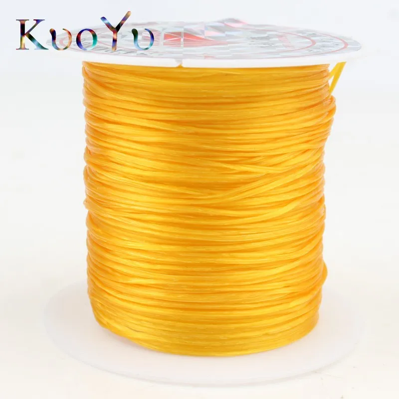 Yellow 10 м/рулон 0,8 мм многоцветный сильный эластичный бисер проволочная нить Прозрачная веревка для самостоятельного изготовления ювелирных изделий Браслеты - Цвет: Yellow