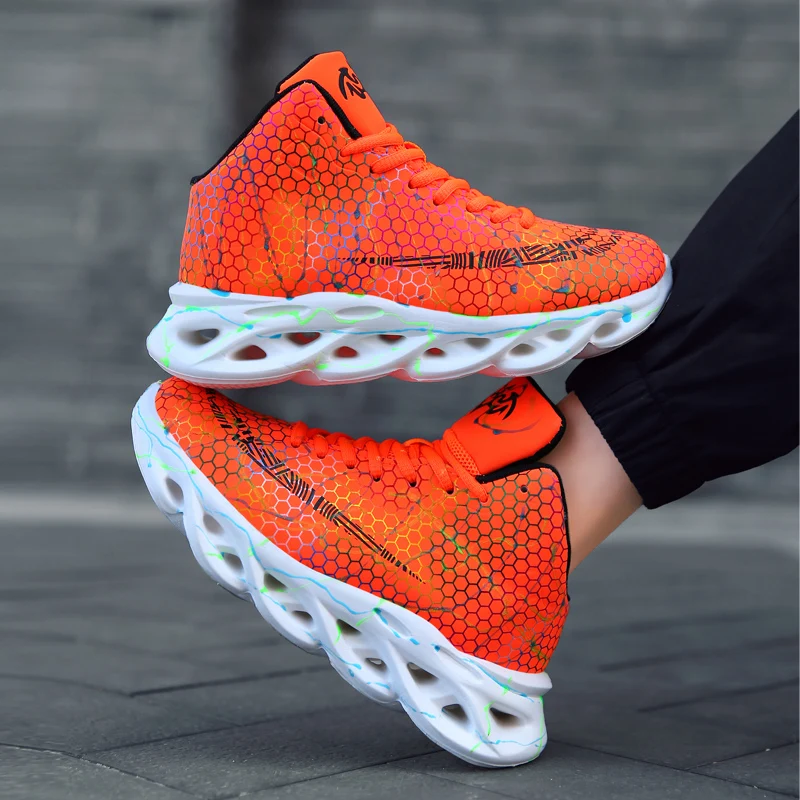 

R.Xjian children's basketball shoes fluorescent outdoor sports running shoes waterproof non-slip boys and girls