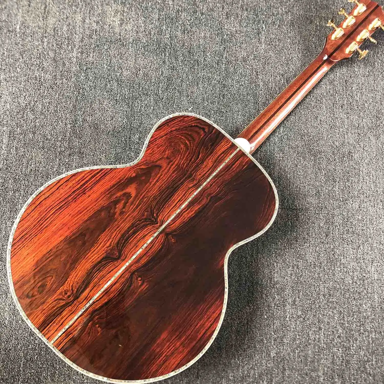 Custom All Solid 42" Adi Top Cocobolo Back Side Abalone Binding Ebony Fingerboard Acoustic Guitar Customized Logo is OK | Спорт и