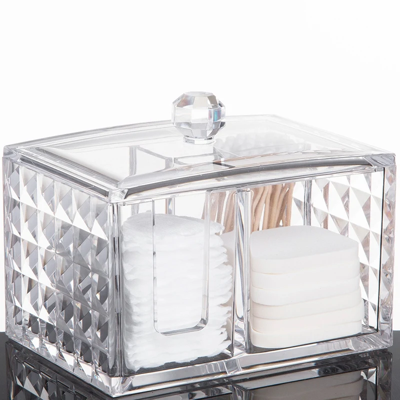 CSS акриловый Органайзер для макияжа коробка хранения ватных палочек