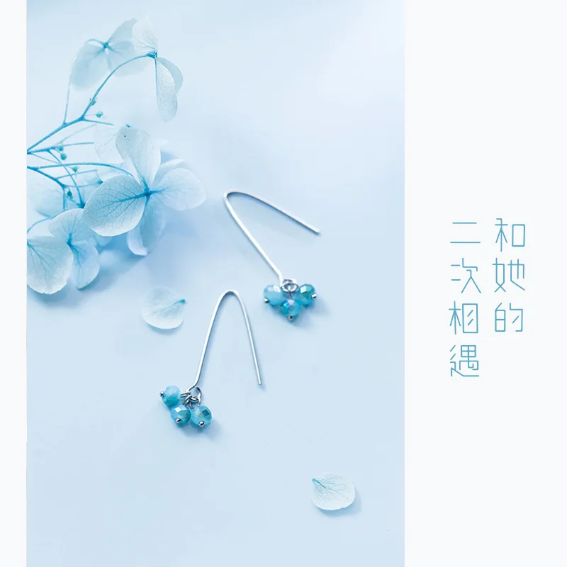 Trusta 100% Стерлинговое Серебро 925 пробы синтетический синий кристалл 3 1 см х 0 8