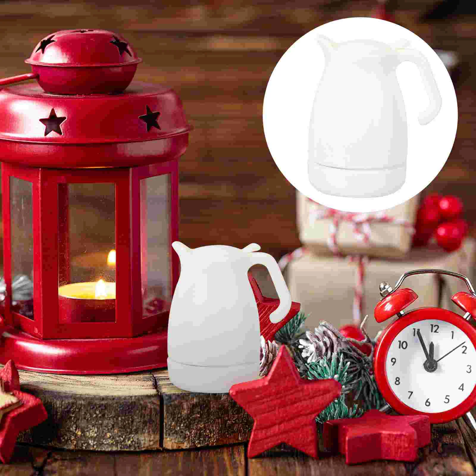 

1pc Mini House Kattle Ornament Simulation Kettle Furniture Layout Decor ((White)