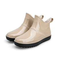 water shoes women ankle shoes rain boots pvc rainboots for women 2021 solid color fashion fishing boots ankle