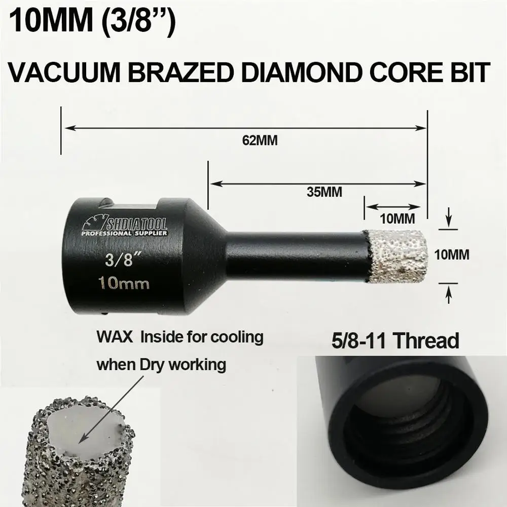 2 шт./компл. ВАКУУМНОЙ ПАЙКИ DIAMOND сухой бурения биты с 5/8-11 соединение Диаметр 13 мм +