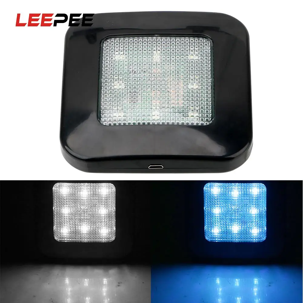 

Автомобильный потолочный светильник LEEPEE, универсальная магнитная лампа для чтения на крыше, с сенсорным управлением, белый и синий цвета