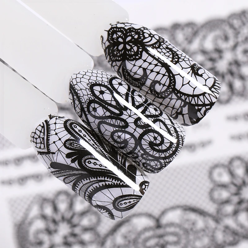 1 лист кружева цветок вода наклейка Дизайн ногтей Наклейка Красота водяной знак