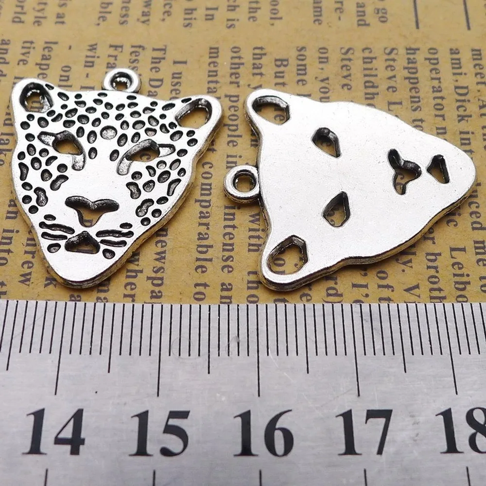 

50pcs Leopard Charms 27mm x 30mm DIY Jewelry Making Pendant antique silver color