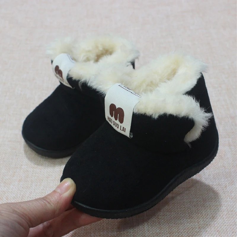 Зимние ботильоны для маленьких девочек, детские ботинки с мягкой подошвой, Нескользящие кашемировые плюшевые зимние ботинки для первых шаг... от AliExpress WW