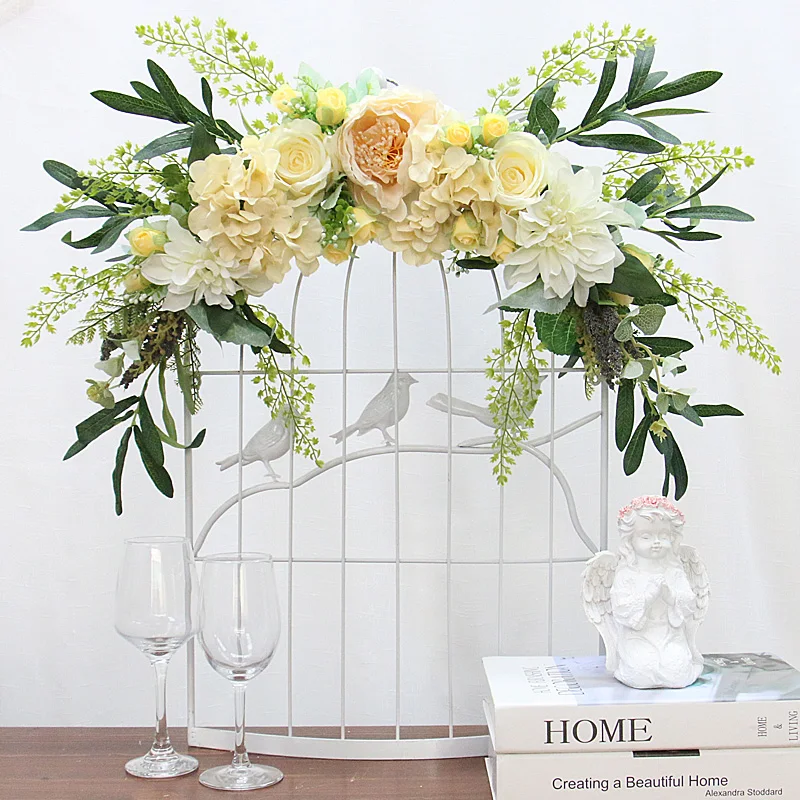 

Artificial Garland Pompoms Flower Wreath Rose Peony Hydrangea Wedding Christmas Decoration Home Hanging Silk Flower Wholesalers