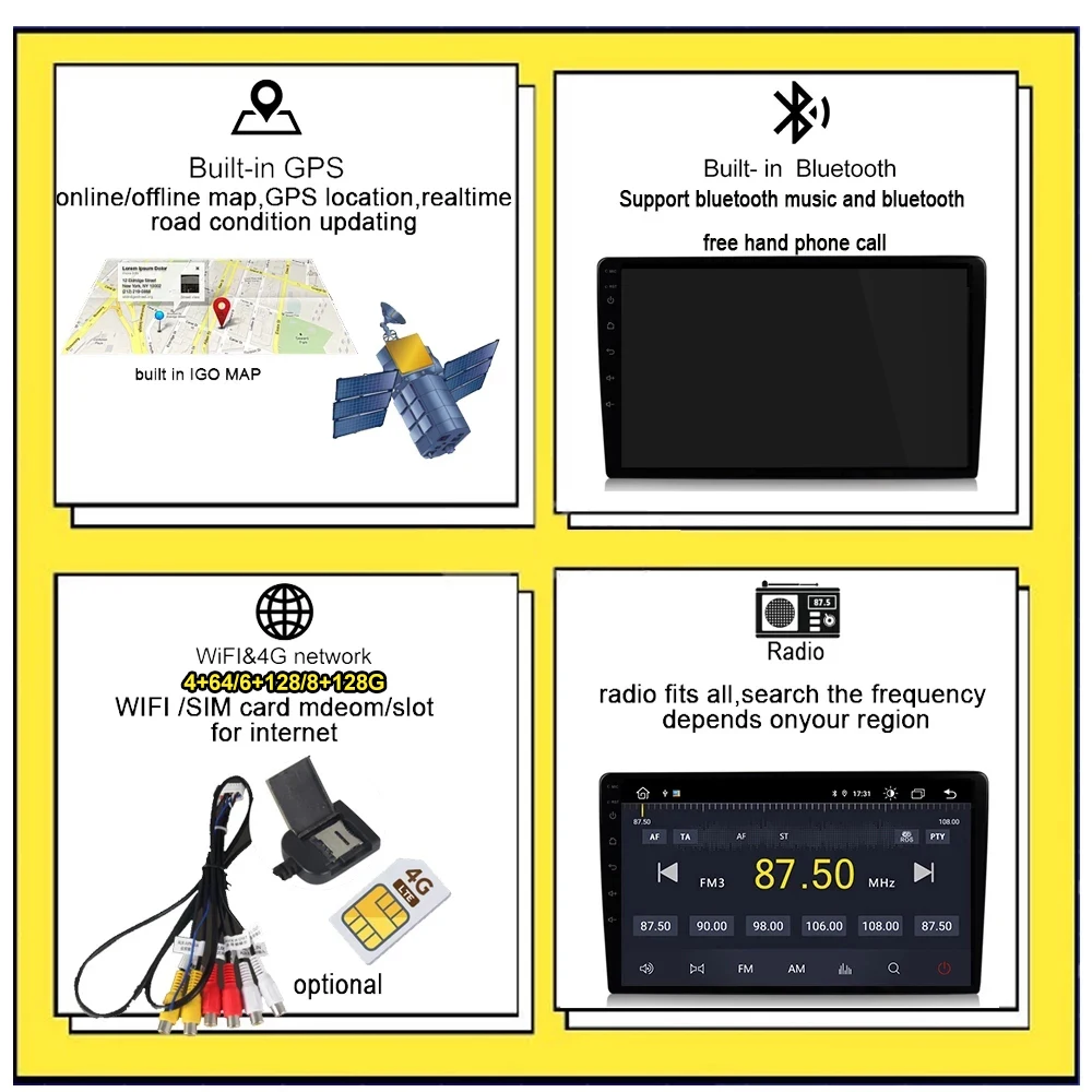 Carplay Android 11 автомобильный радиоприемник мультимедийный стерео плеер WiFi