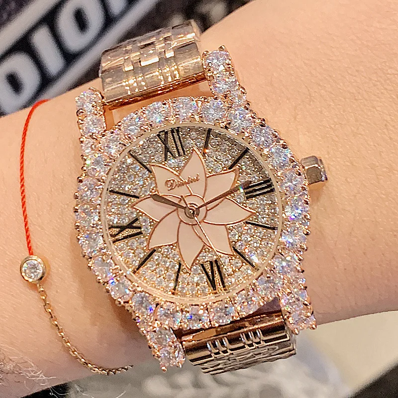 Luxury Brand Rose Diamond Woman Watch Ladies Stainless Steel Dress Watches Women Crystal Quartz Watches Dropshipping Hot Selling